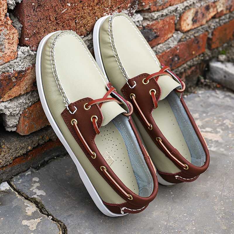 Breathable Mens Casual Leather Shoes Summer Slip Loafers Hot Sale Male Boat Flats Versatile Comfy Driving Shoes ManXJ250118