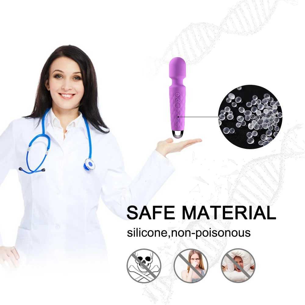 20 Speed Powerful Vibration Av Magic Wand Vibrator Clitoral Stimulation Massage Masturbator Dildo Vibrator Adult Sex Toys W250117