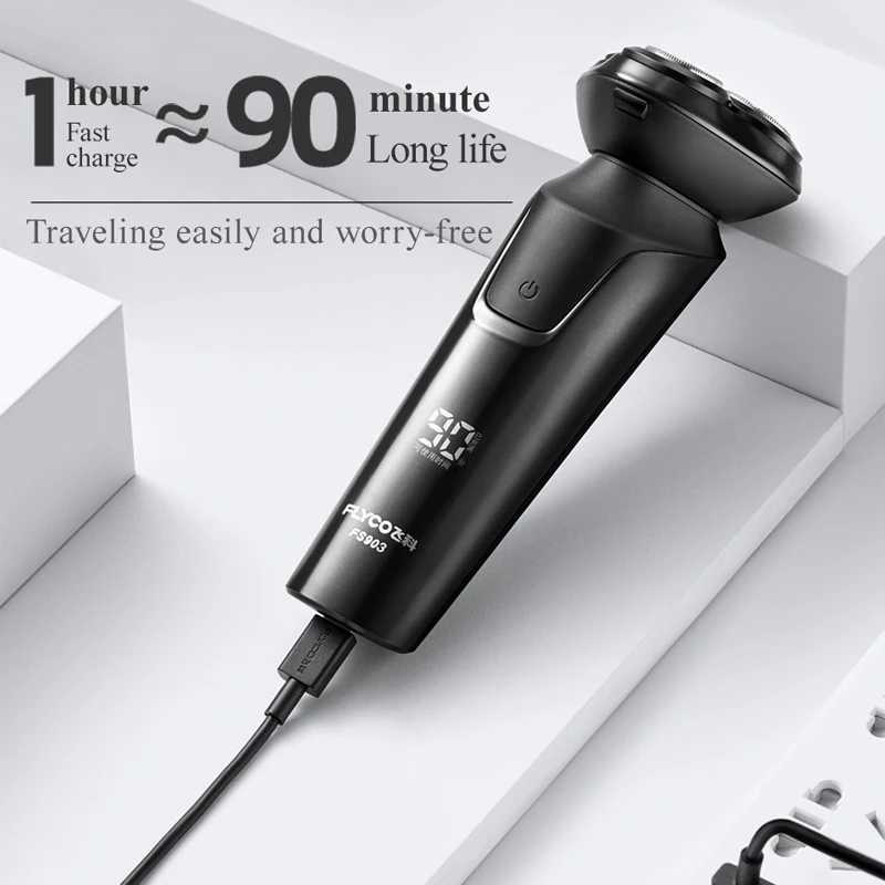 AIKIN Flyco FS903 Men Electric Shaver Smart IPX7 Waterproof Rechargeable Beard Razor 1 Hour Quick Charging Trimming HandW250117