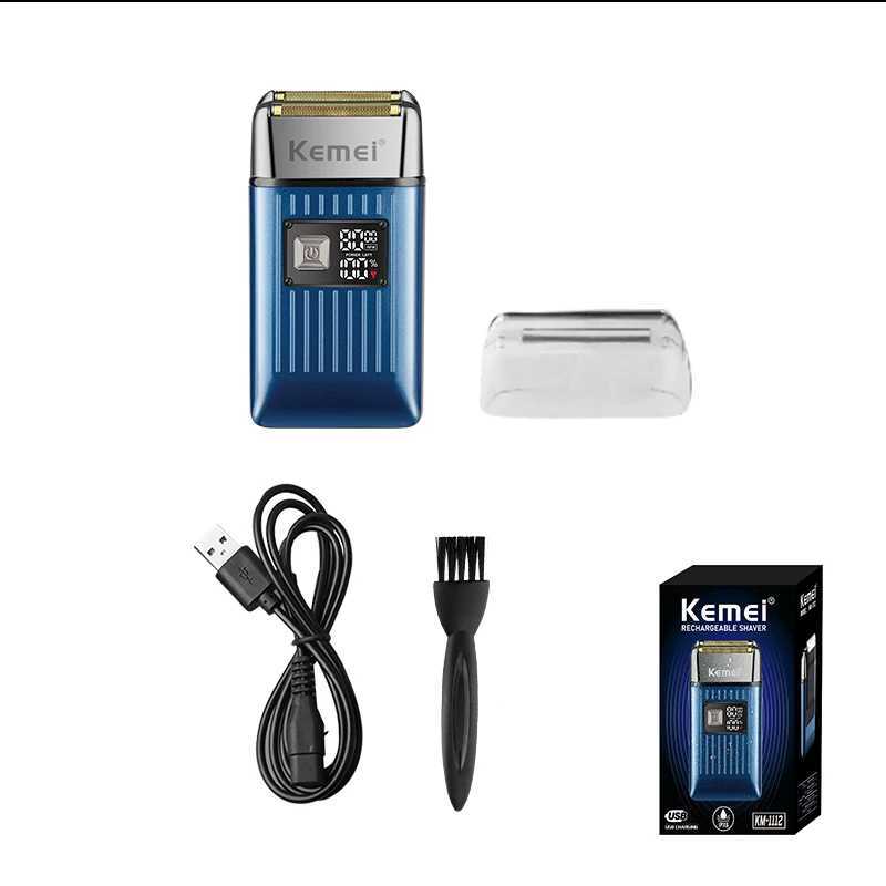 Kemei Electric Barber Razor Men Double Foil Shaver Bald Head Beard Trimmer IPX6 Waterproof 8000RPM Ultra-Close Precision ShaveW250117