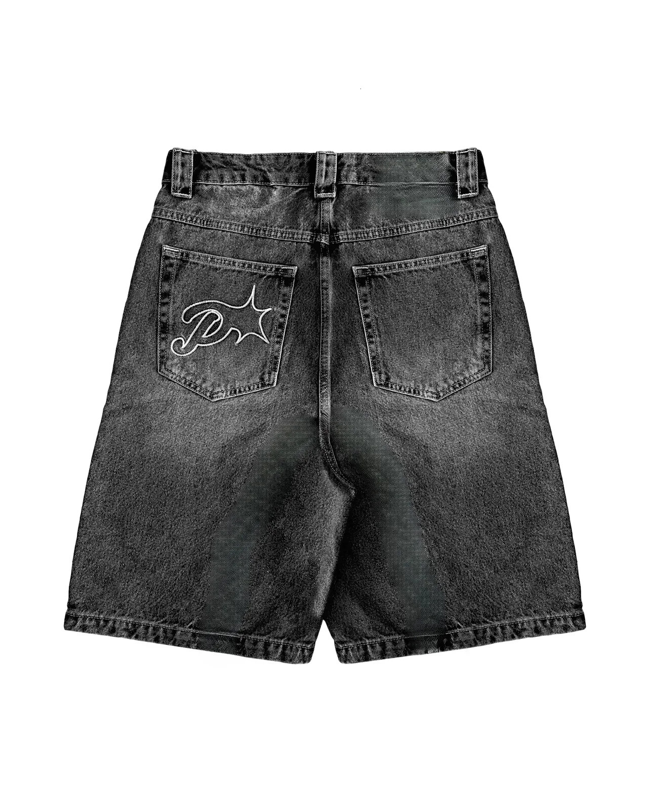 2024 Summer Denim Shorts American Retro Y2K Street Jeans Mens Goth Punk Shorts Casual Goth Harajuku Street Wear ins 250109