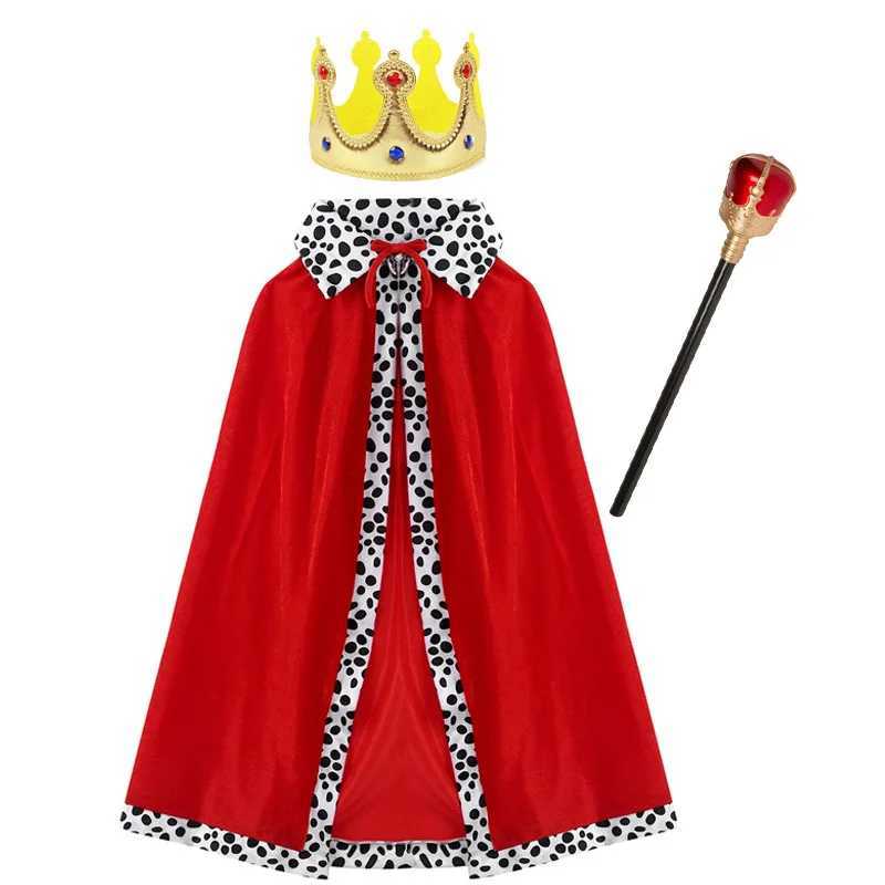Adult Kids King Emperor Halloween Costume Red Cloak King Prince Robe Crown Children Birthday Party Cosplay Props Accessory W250117