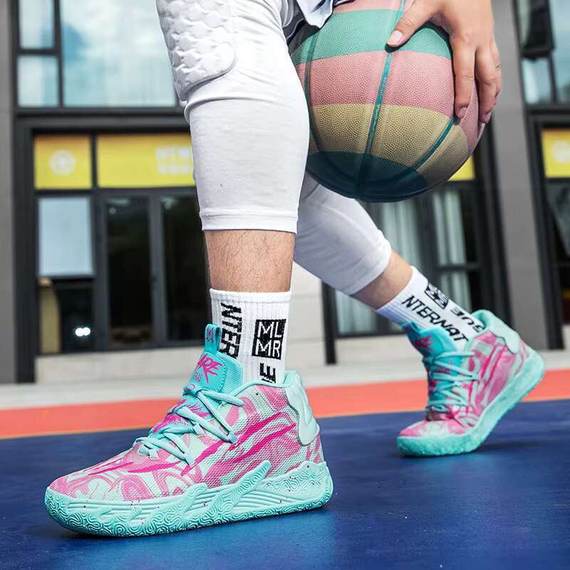Men's High Top Basketball Shoes-Lightweight Breathable Non-Slip Sneakers, Trendy Leopard Print Sports Shoes for Outdoor Training