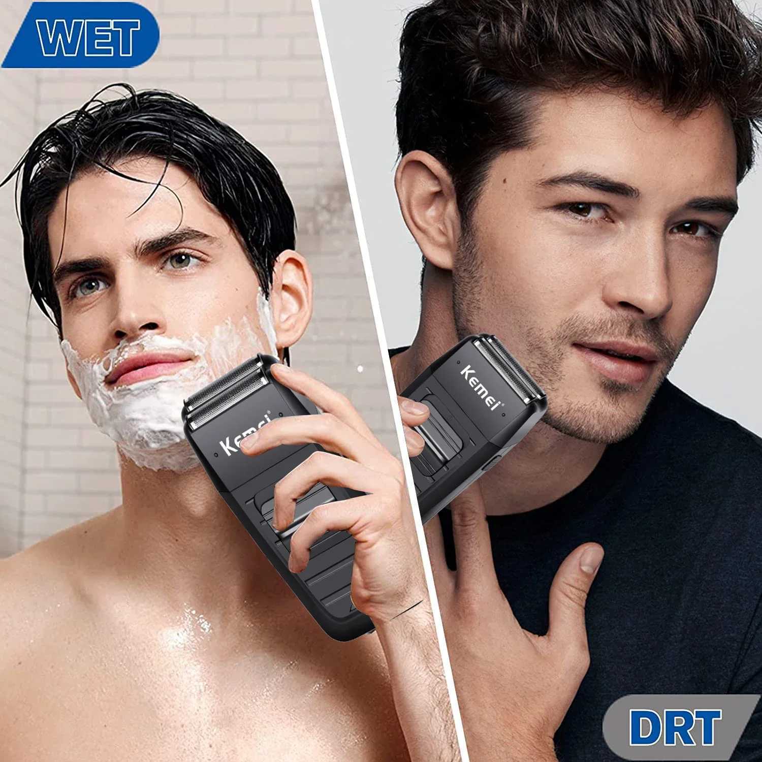 Kemei KM-1102 Rechargeable Cordless Shaver For Men Twin Reciprocating Beard Razor Face Care Multifunction Strong TrimmerW250117