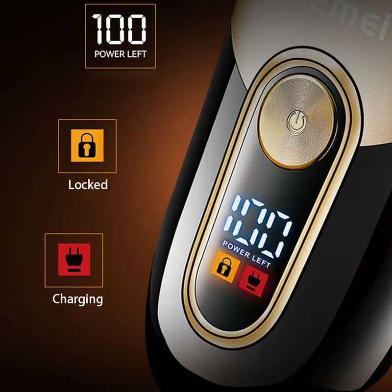 Kemei KM-3209 Mens Shaver With Charging Base Electric Razor Wet or Dry Beard Shaving Rechargeable Shaver Double Net PowerfulW250117