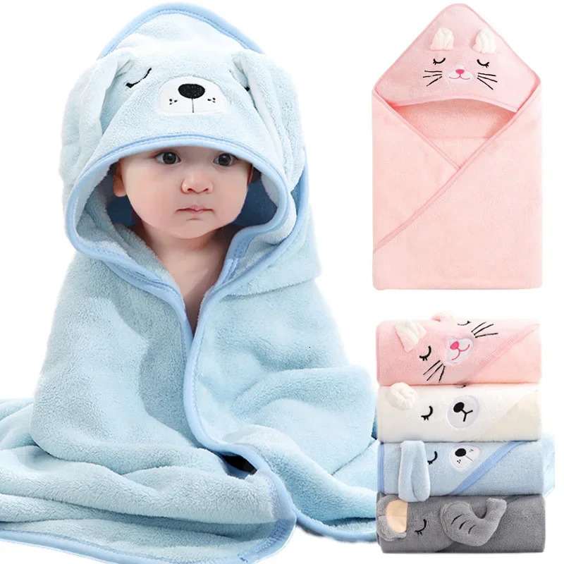 Cartoon Animal Baby Bath Towels Soft born Hooded Towel Blanket Toddler Bathrobe Warm Sleeping Swaddle Wrap for Boys Girls 250114
