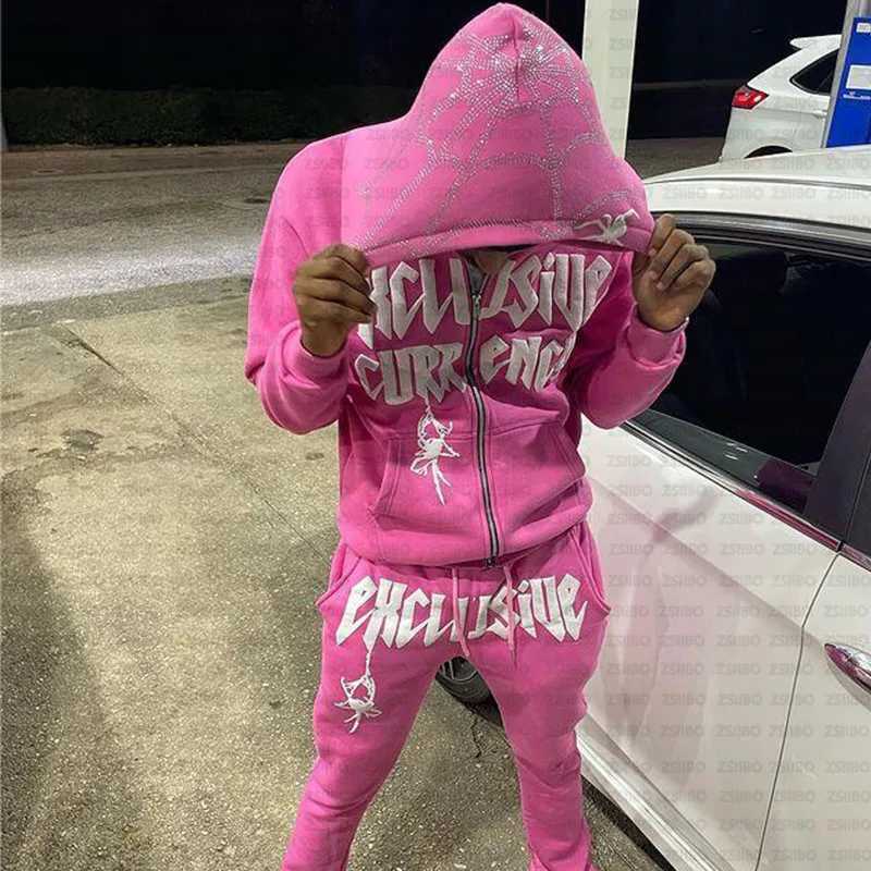 Y2K letter printed hoodie womens autumn/winter Harajuku zipper hoodie mens Gothic hip-hop jacket street hoodie W250117