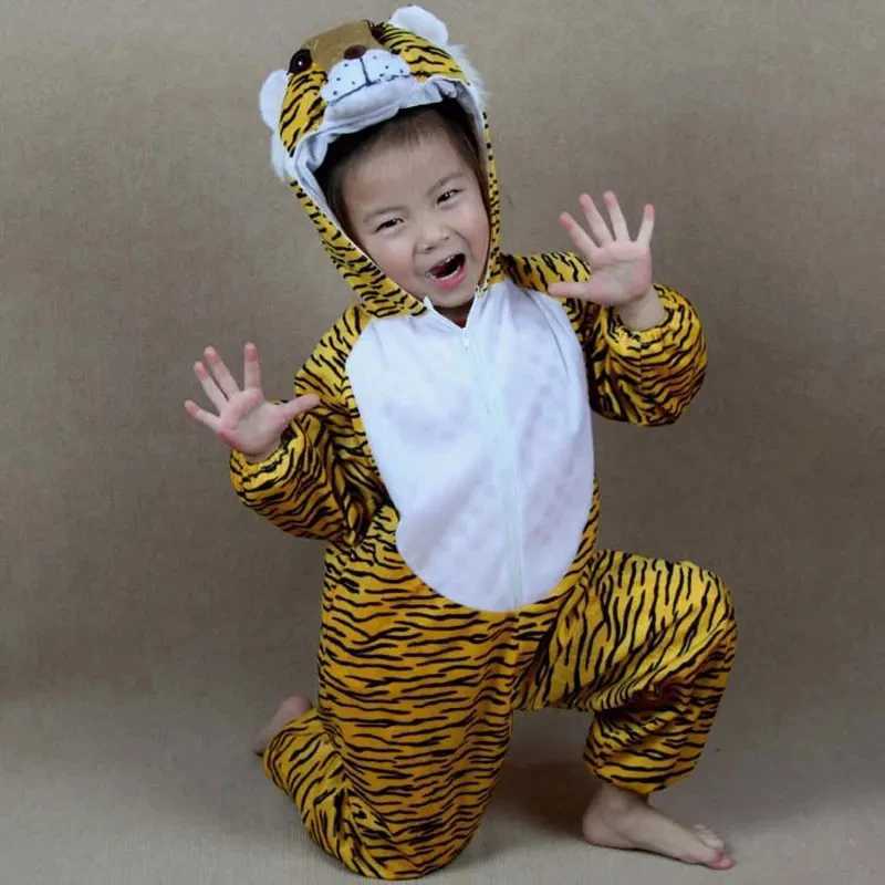 Order 2-8Y Toddler Kids Child Tiger Costume Jumpsuit Hoodie for Boys Girls Animal Themed Party Fancy Dress W250117