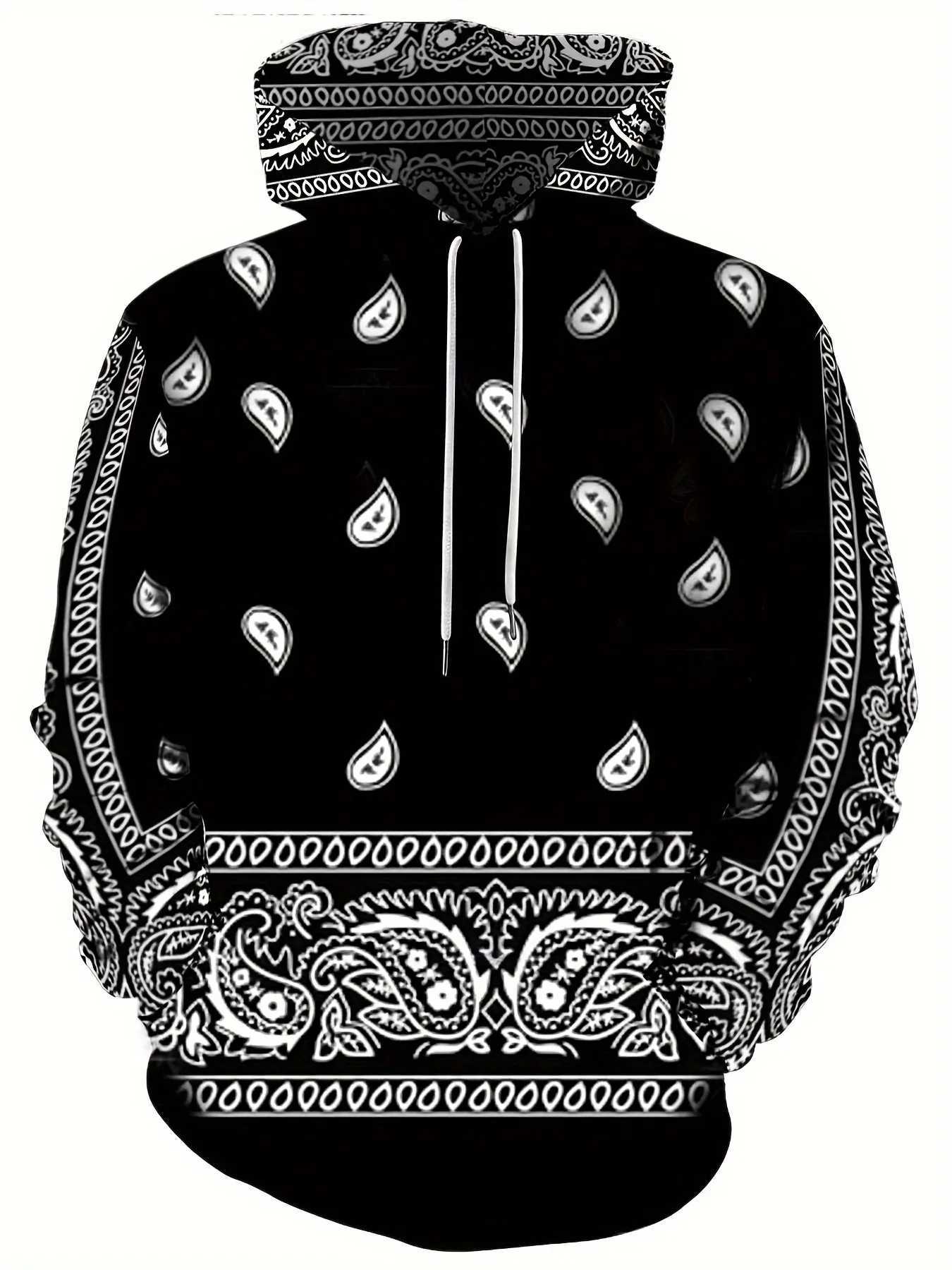 Hoodie Cashew Pattern Graphic Hooded Shirt Sweatshirt For Men Y2k Harajuku Casual Streetwear Long Sleeve Tops Mens Clothing W250117