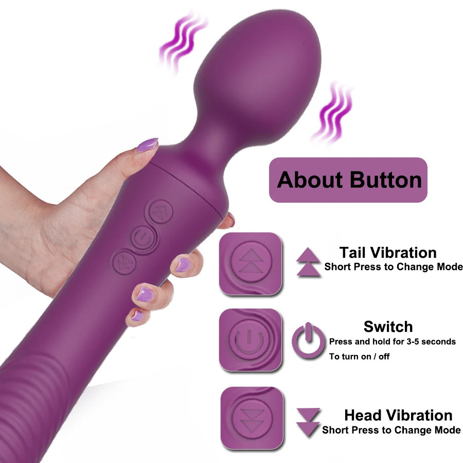 Dual Vibrator Sex Toys for Women Powerful Magic Wand Clitoris Vagina Massage Anal Plug G Spot Vibrating Adults Sexy Products 250114