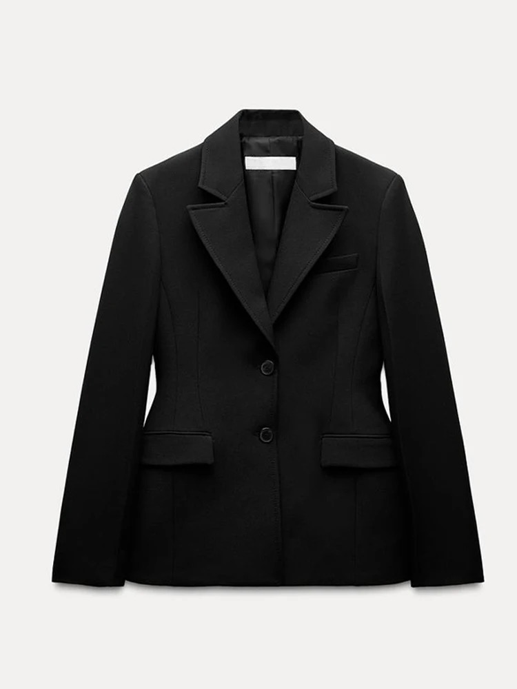 Mid Length Deep V Suit Coat Jacket Waist Cinched Commute Professional Formal Overcoat Slim Fit Lapel Womens Outwear Spring Fall 250120