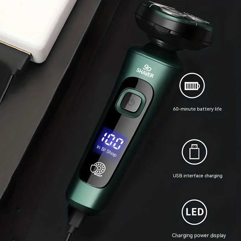 New Electric Shaver LED Digital Display Three-head Floating Razor USB Rechargeable Washing Multi-function Beard KnifeW250117