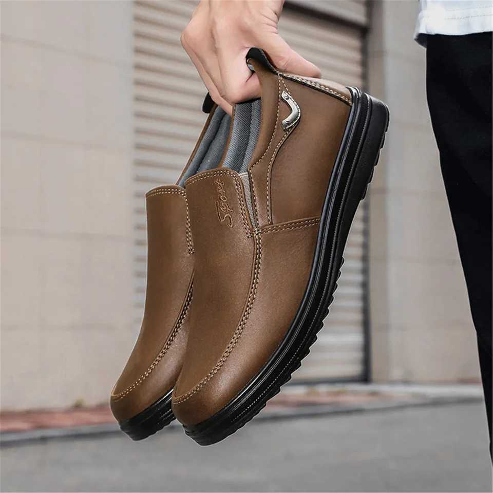Mens Lightweight Durable Slip-s Antiskid Leather Casual Shoes for All Seass Leather Loafers for Casual Fiable OuttingsXJ250118