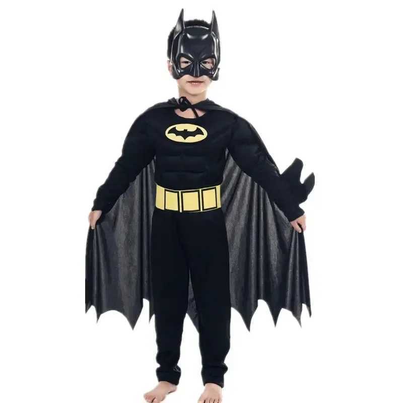 Kids Boys Muscle Costumes with Mask Cloak Movie Character Superhero Cosplay Halloween Party Role Play W250117