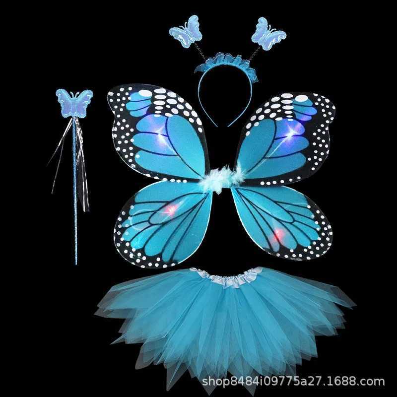 LED Children Costume Props Girls Skirts Angel Luminous Wings Flashing Butterfly Skirt Lights Suit 2-8year Easter Valentines Day W250117