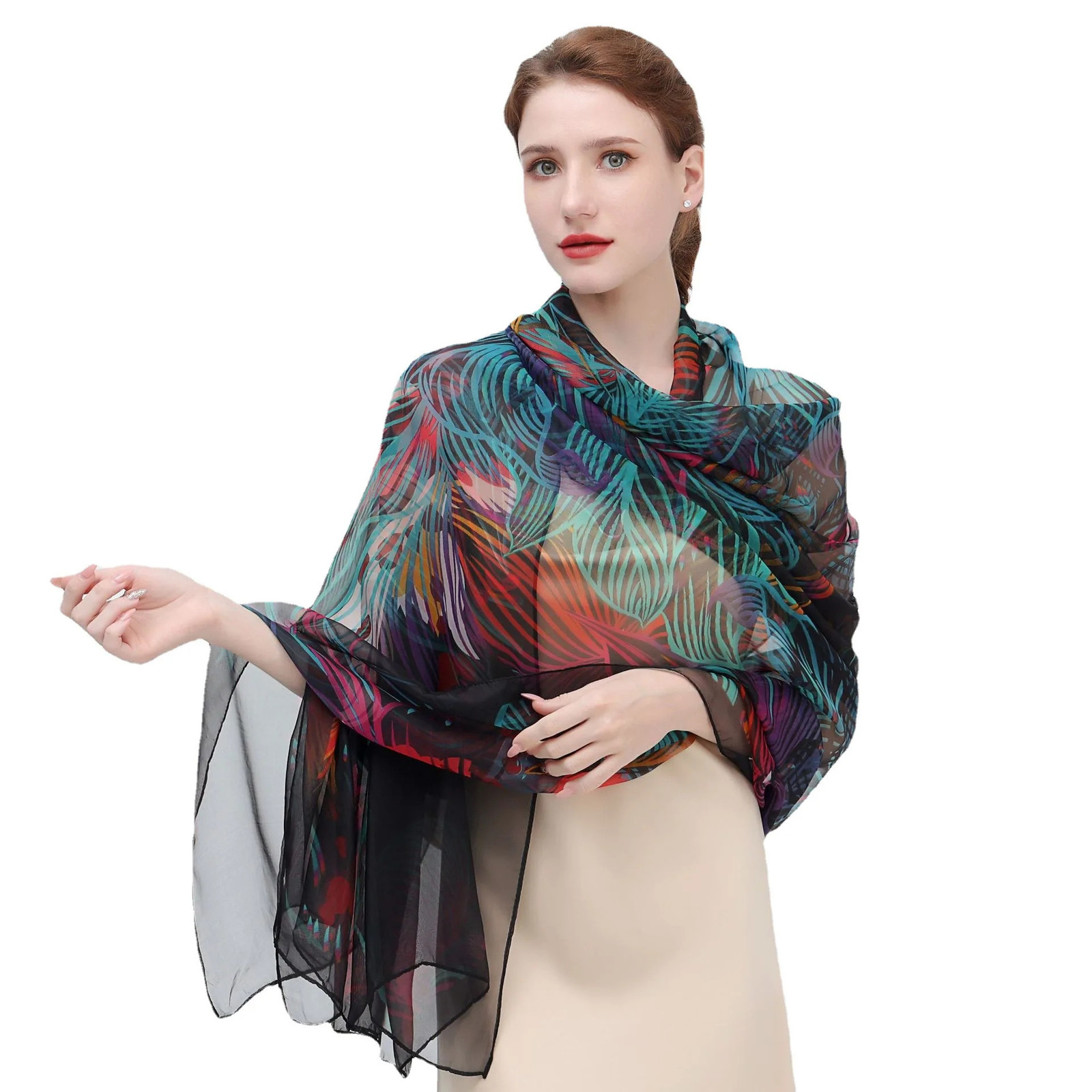Silk Scarf Fashion Neck Print Foulard Female Hijab Women Soft Warm Pashmina Beach Stoles Head Scarves Shawl Wrap Echarpe Bandana 250120