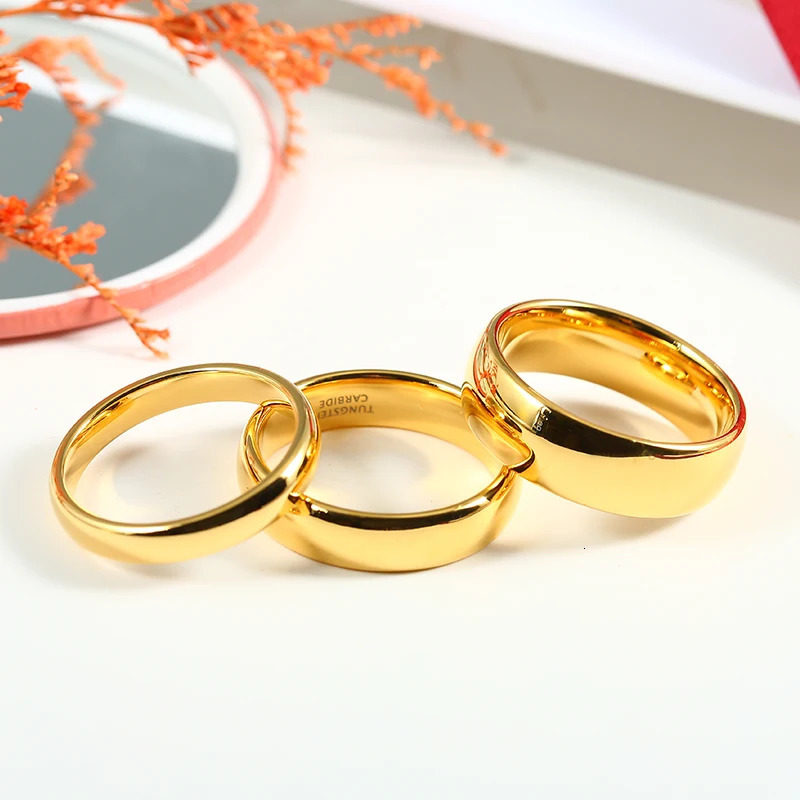 Classic tungsten carbide ring Glod Color 4/6/8mm mens couple wedding ring zirconia engagement Christmas gift jewelry 250109