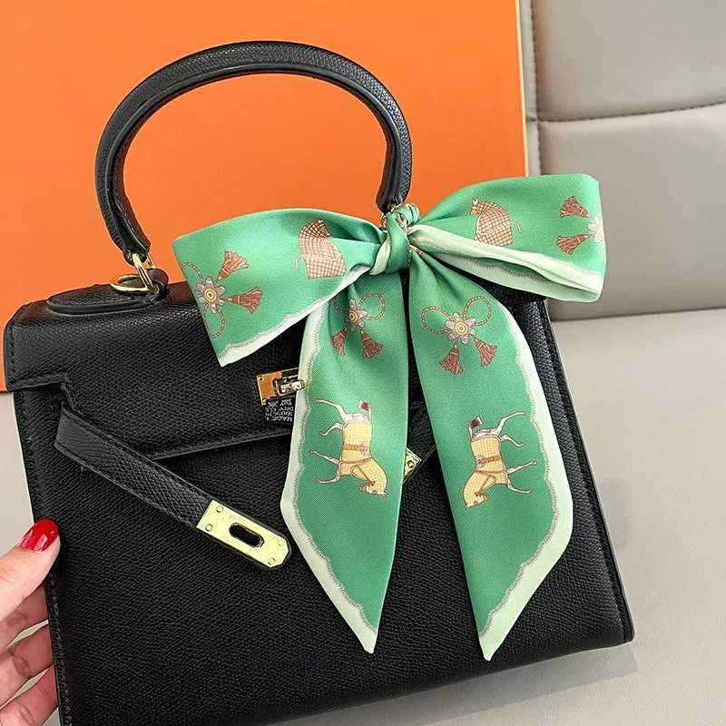 Womens scarf tight silk warhorse carriage print small handbag ribbon womens collar headscarf W250118