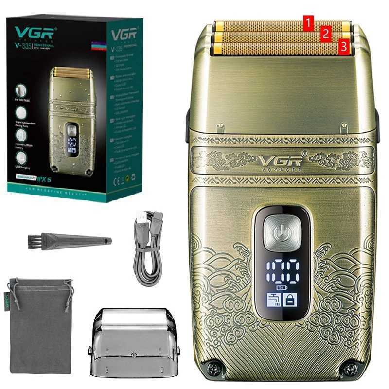 Original VGR Metal Wet Dry Electric Shaver For Men Beard And Hair Facial Electric Razor Balds Head Shaving Mane RechargeableW250117