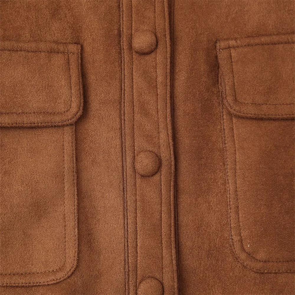 RARF Autumn Womens European and American Style Fashion Niche Button Decoration Suede Jacket Coat 250122