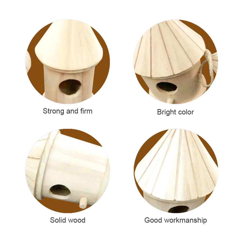 Wooden Bird Nest Hanging House Natural Lark Parrot Thrush Mynah Bird Cage Resting Place for Birds Supplies 250121