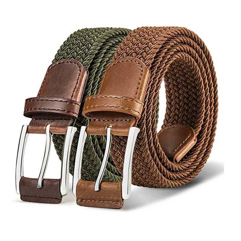 Unisex Canvas Belt Elastic Fabric Woven Quality Women Belts for Jeans Male Pin Buckle Expandable Braided Stretch Casual Straps W250120