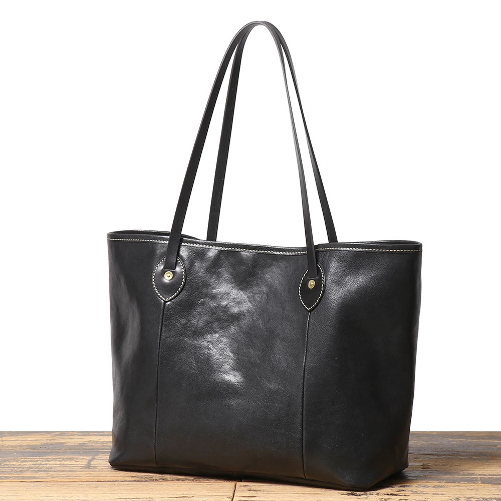 LUOKIR Trendy Genuine Leather Womens Shoulder Bag Vegetable-Tanned Cowhide Fashion Tote Bag Large Capacity Shopping Bag 250121