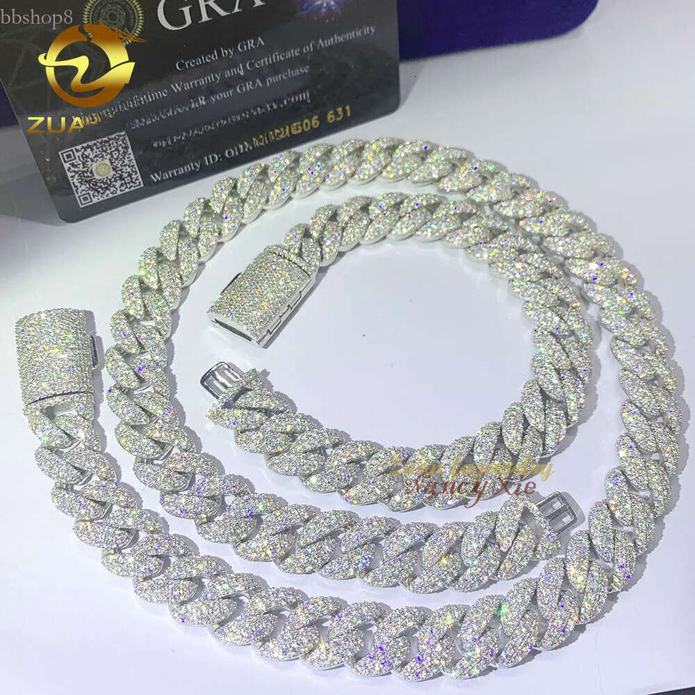 sterg sier k hip hop jewelry 12mm moissanite cuban chain necklace