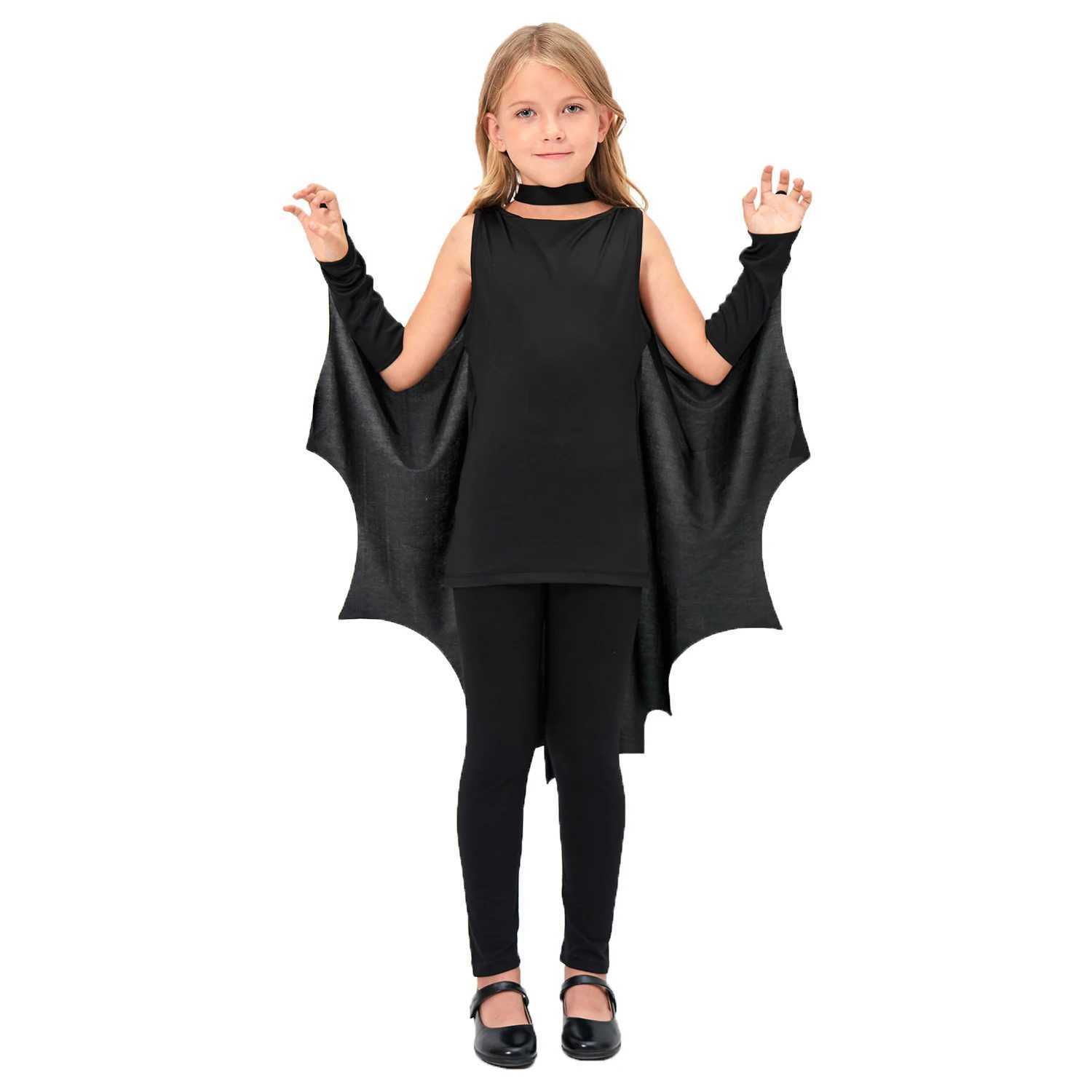 Order Unisex Kids Child Black Bat Wings Cape Cloak Halloween Costumes 5-8Y W250117