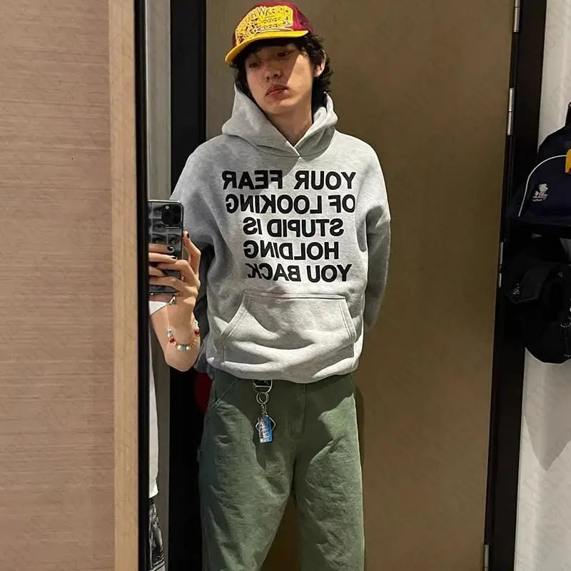 Hip Hop Y2K Hooded sweatshirt Harajuku Letter Print Punk Streetwear Hoodie Vintage Grunge Goth Oversized Pullover EMO 250109