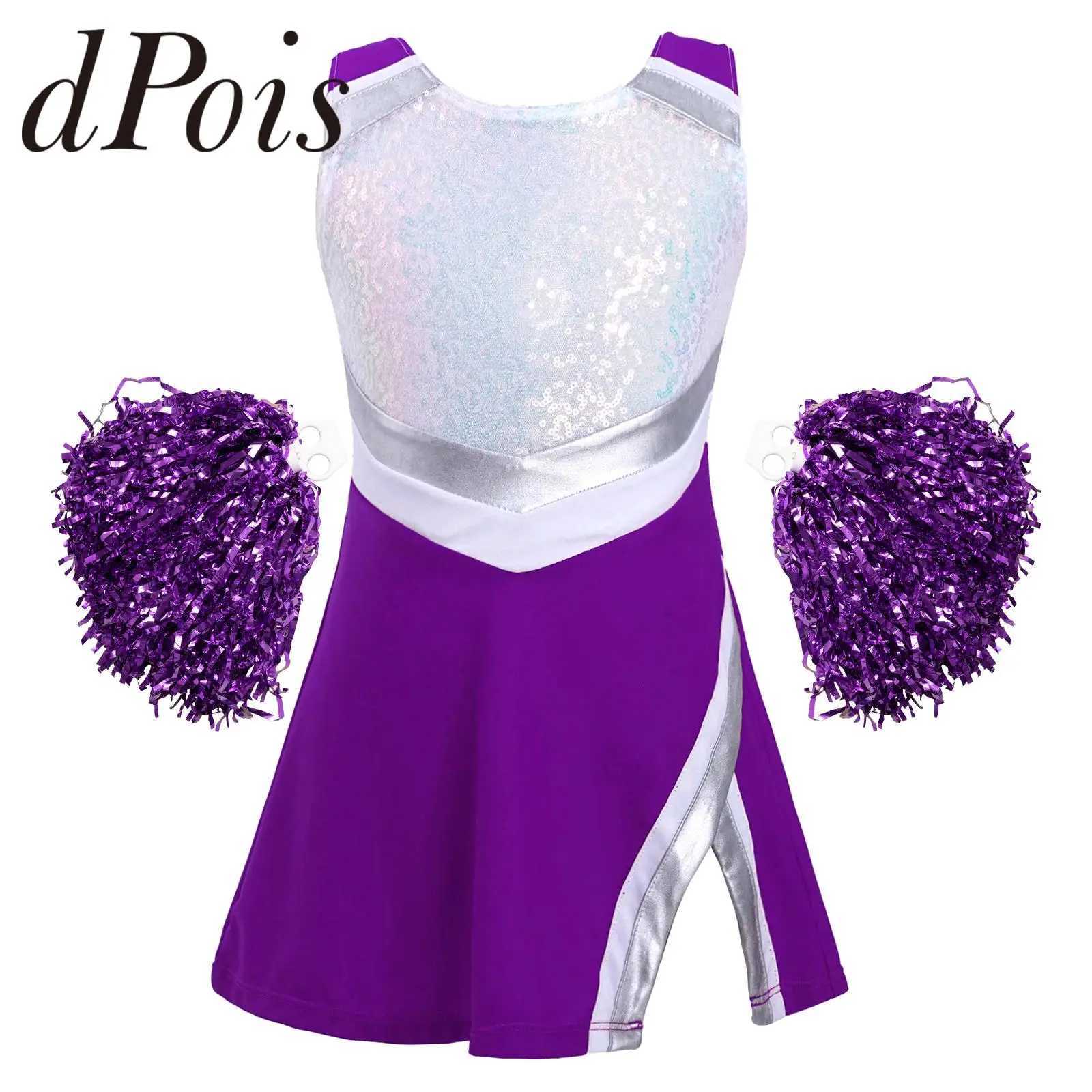 Childrens girls cheerleading costume sleeveless cheerleading costume with flower ball set stage performance cosplay DancewearW250121