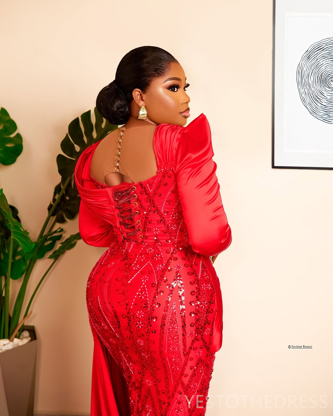 2025 Plus Size Red Aso Ebi Prom Dresses For Occasions Mermaid Evening Gowns For Black Women Illusion Sheer Neck Beaded Birthday Dress Second Reception