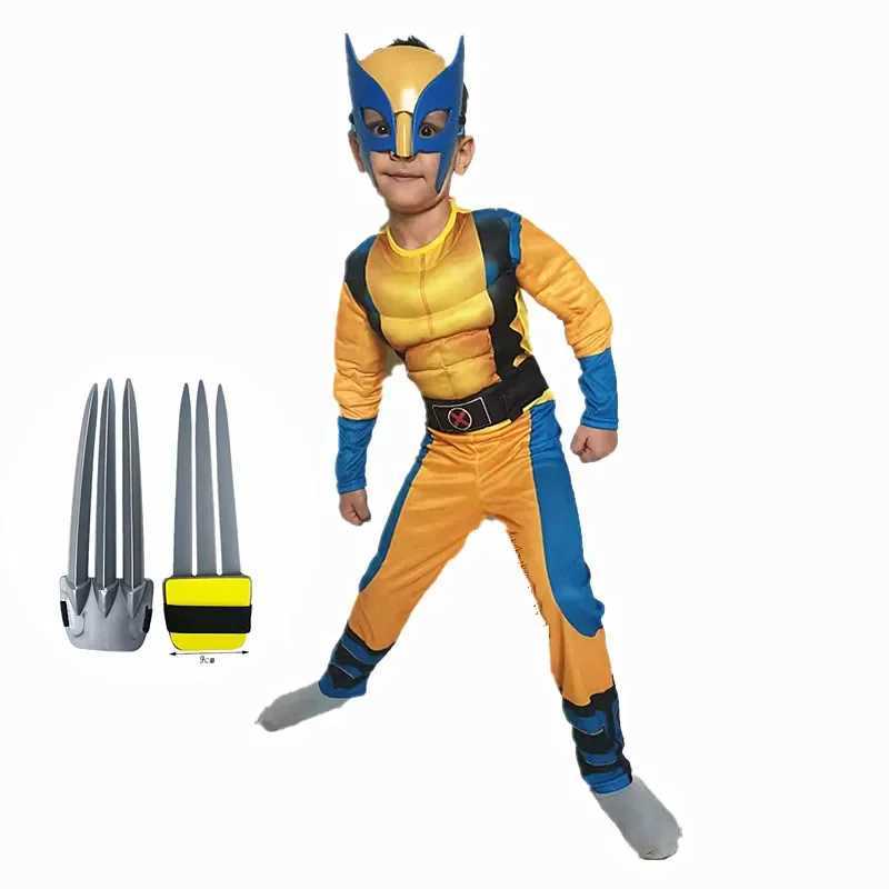 Child Movie Luxury Mask Jumpsuit Wolverine Cosplay Costume Halloween Christmas Kids New Year Costume Superhero Fantasy props W250117