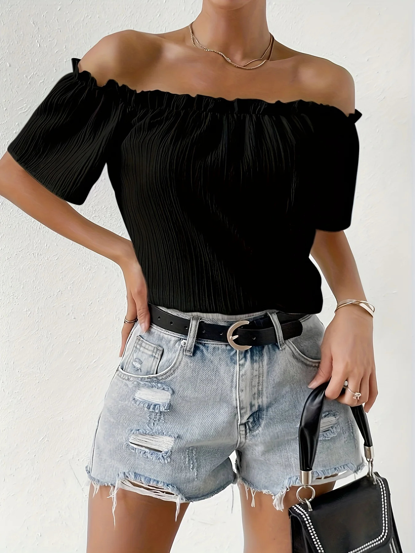 Summer Elegant Strapless Shirt for Women Casual Office Lady Solid Chiffon Blouses Fashion Off the Shouder Tops 250121