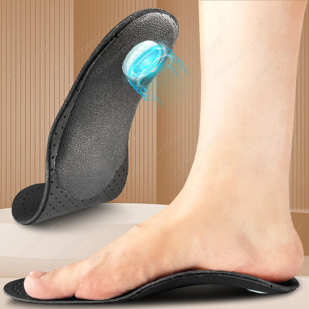 KOTLIKOFF Insole For Shoes Leather Ortic Insoles Flat Feet High Arch Support Orthopedic Shoes Sole O/X Leg Corrected Insert 250120