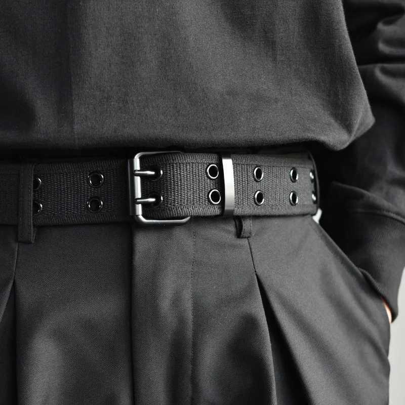 Mens Canvas Double row of holes Pin Buckle Punk Wind Jeans Belts Hot Brand Fashion Punk O Ring for Women Belt W250120