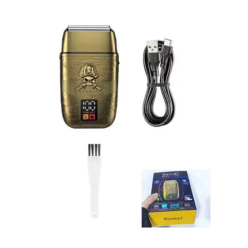 Kemei Electric Foil Shaver Bald Shaver Rechargeable Shaver Skin Fading Barber Supplies Beard Trimmer Mens GiftW250117