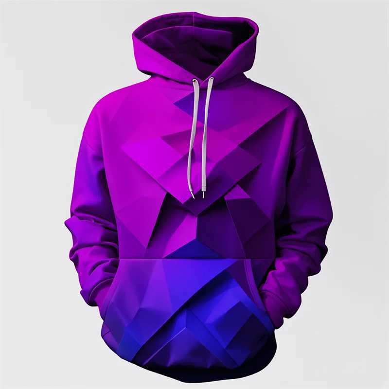 2024 New Fashion 3D Printed Purple Hoodie Mens Y2k Casual Design Hooded Sportshirt Autumn Street Hip Hop Mens Clothing Tops W250117