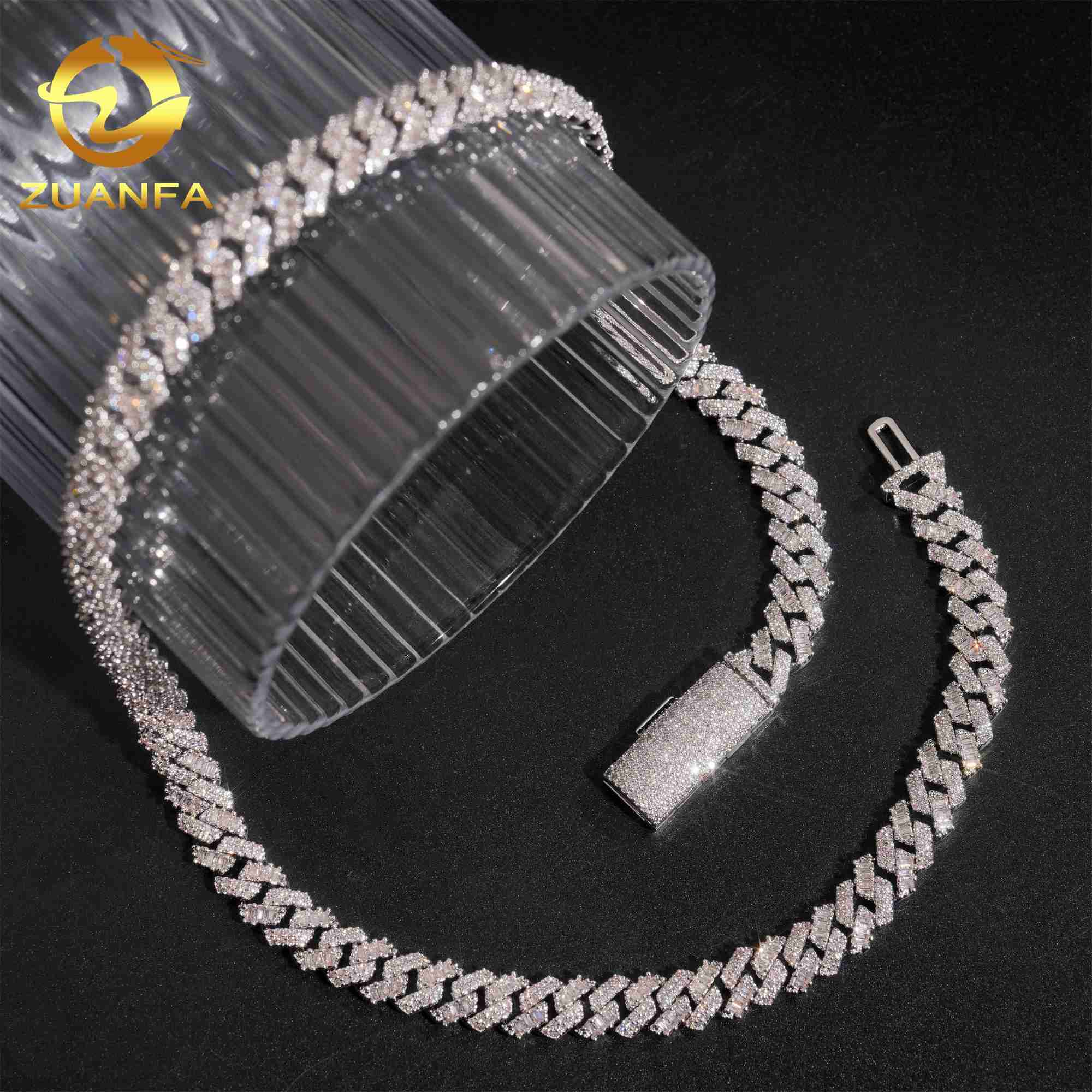 Women necklace silver 925 iced out vvs moissanite 8mm width chain diamond hip hop jewelry cuban link chain