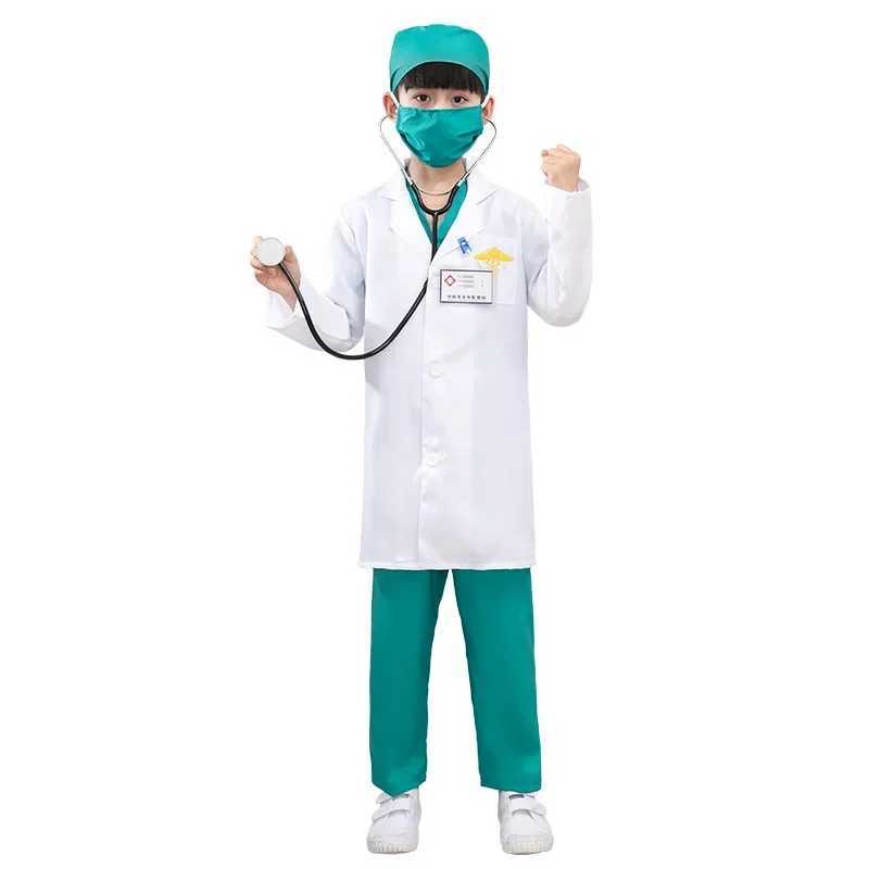 Childrens White Coat Nurses Suit Little Doctors Surgical Suit Toddlers Boys and Girls Retrograde Dance Costume W250117