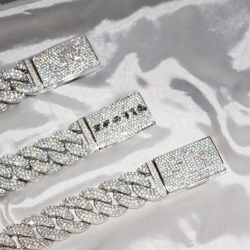 pendant necklaces Custom Buckle iced out 15mm Width sterg sier Miami moissanite cuban k chain
