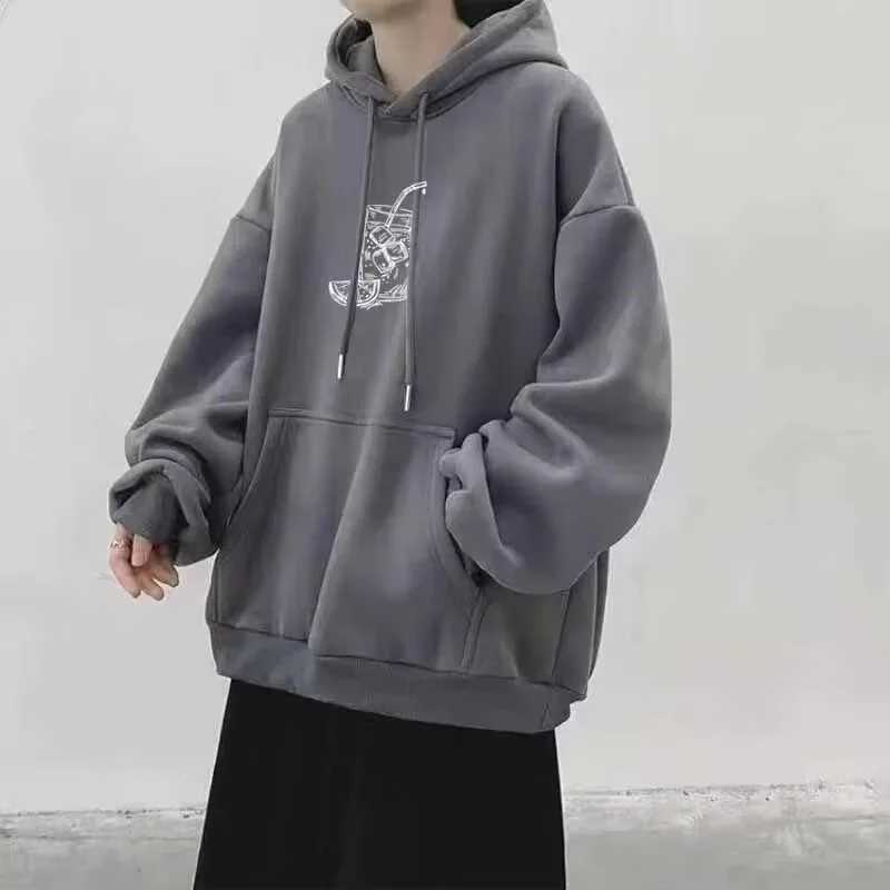 New in Cartoon Juice Drink Graphic Hoodies For Men Spring Y2K Streetwear Hooded Sweatshirts Fleece Oversized Pullover Hoody W250117