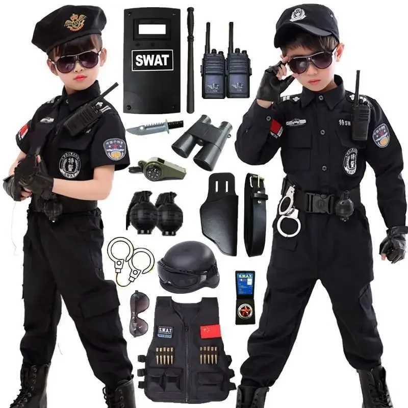 Halloween Children Kids Policeman Cosplay Costume Boys Girls Kid Police Uniform Army Policeman Clothing Sets Party Dress Up Gift W250117