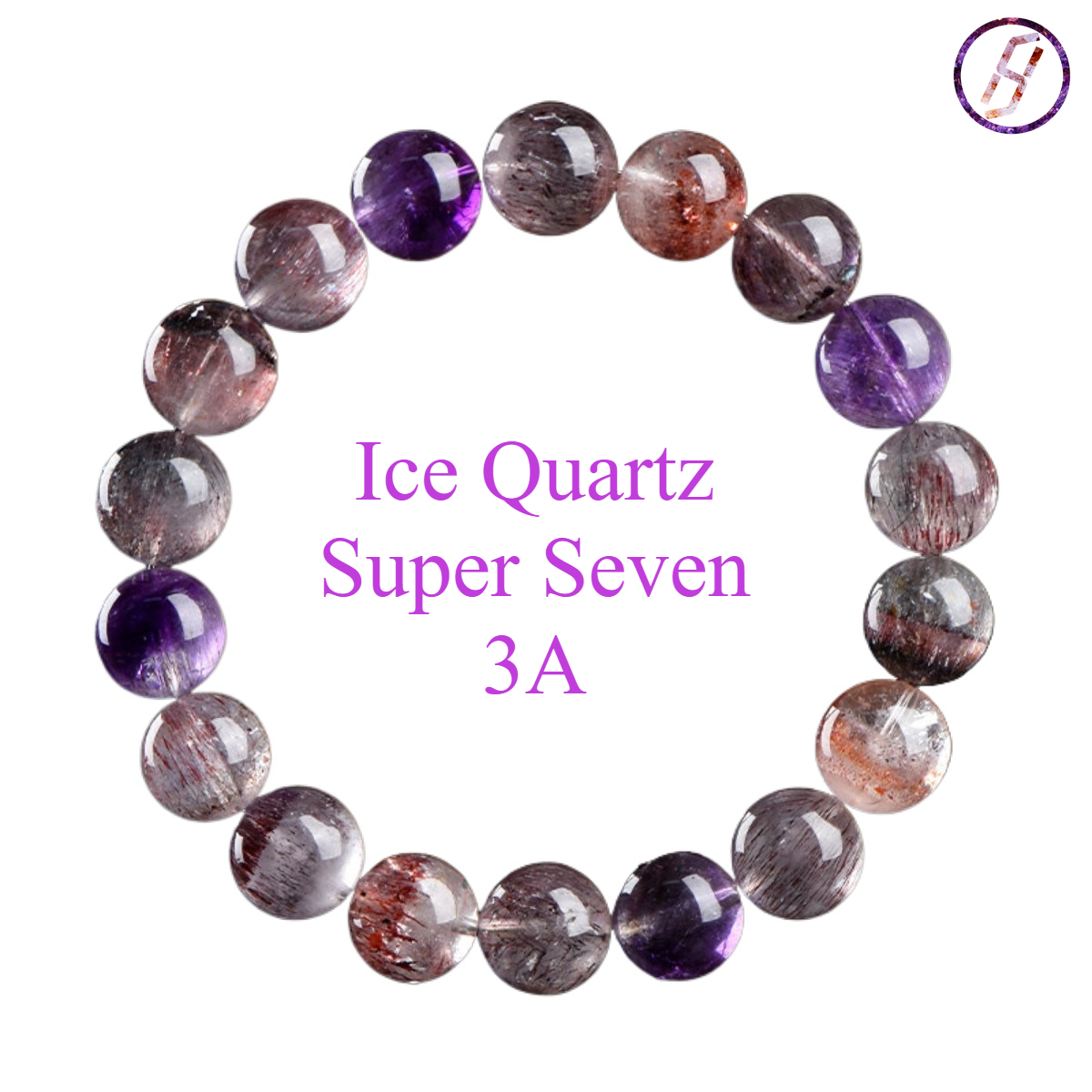 3A Natural 7A Grade Icy Quartz Included Quartz Super Seven Round Beads Bracelet Purple Titanium Crystal Aurora Loose Beads Bracelet Factory Direct Sal