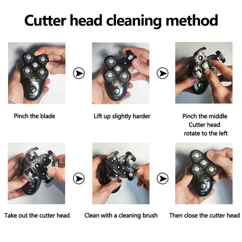 Multi functional electric shaver mens wet dry shaver rechargeable bald beard trimmerW250117