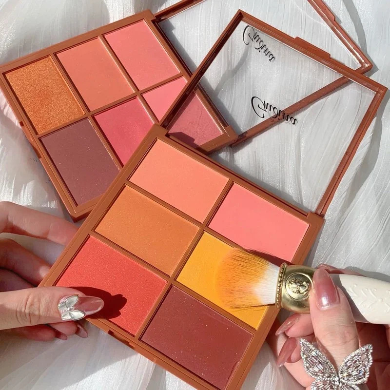6 Colors Matte Blush Palette Cute Sunburn Makeup Palette Peach Pumpkin Color Lasting Nature Water Proof Quality Female Cosmetic 250121