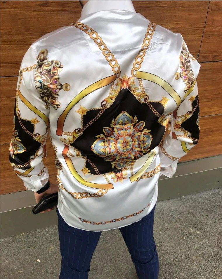 crossborder mens European print Hawaiian autumn floral longsleeved shirt cardigan for men 250110