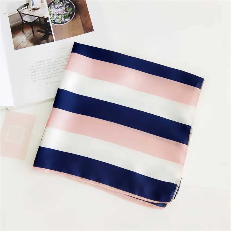 Women Striped Square Scarf Imitated Silk Scarves Leopard Steward Host Ladies Off Neckerchief Foulard Bandana 50*50cm W250118