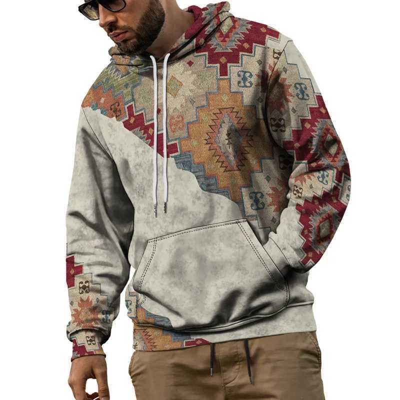 Aztec Geometric Graphics 3D Print Hoodies Men Women Retro Hooded Sweatshirts Oversized Pullovers Y2k Tracksuit Tops Man Clothing W250117