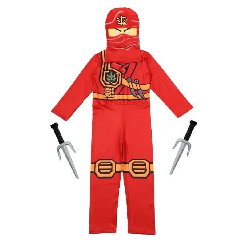 Boys Japanese Ninja Onesie Play Costume Printed Green Cartoon Anime Mask Costume Japanese Samurai Fork Halloween Dress Up Party W250117